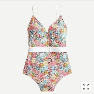 J Crew Belted One Piece in Liberty Patchwork Dream